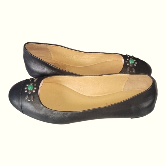 Coach Black Embellished Women's Leather Farrell Ballet Flats Size 7 B - Picture 7 of 8